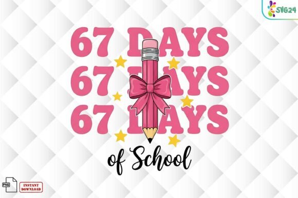 67 Days of School Pencil Bow PNG