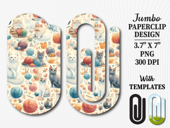 Cat Kitten Yarn Ball Jumbo Paperclip