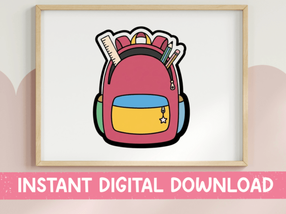 Colorful Kids School Backpack Sticker
