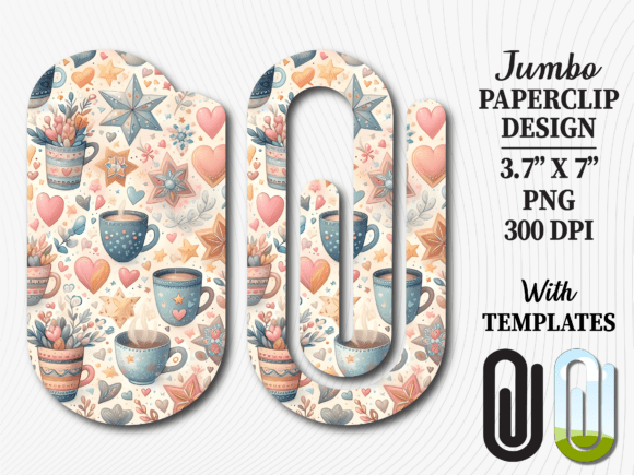 Cozy Coffee Pattern Jumbo Paperclip PNG