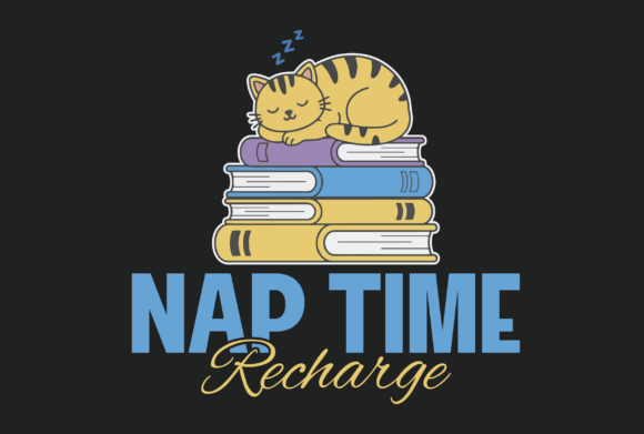 Cute Nap Time Cat Reading Design