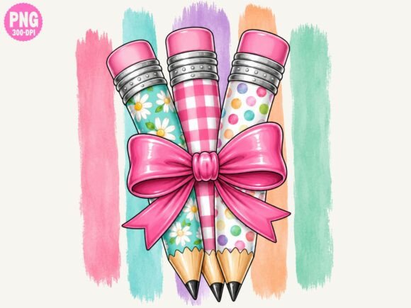Cute Pencil Bow PNG, Pink Pencil Clipart: The Ultimate Back-to-School Design Asset