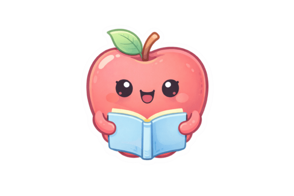 Kawaii Reading Apple Sticker: A Creative Tool for Literacy and Organization