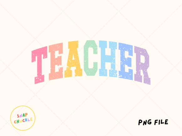 Pastel Rainbow Distressed Teacher PNG