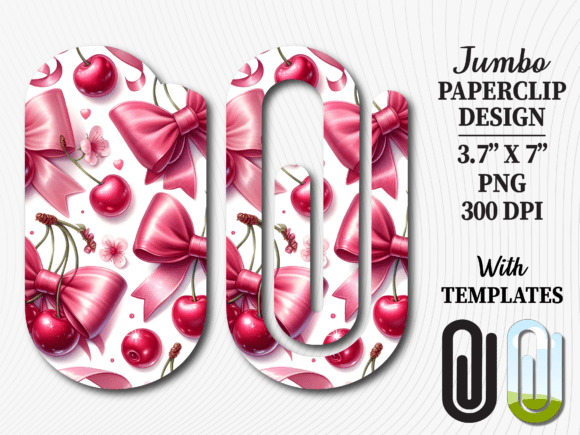 Pink Bow Cherry Coquette Jumbo Paperclip