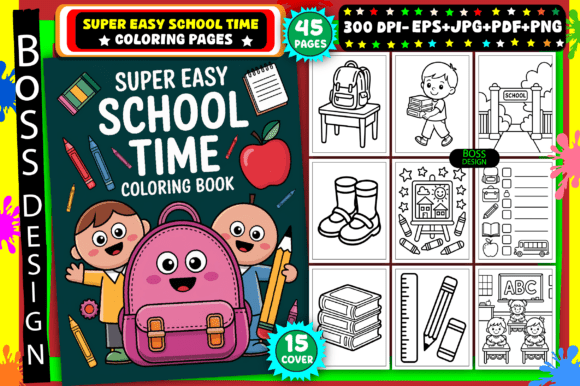 Super Easy School Time Coloring Pages