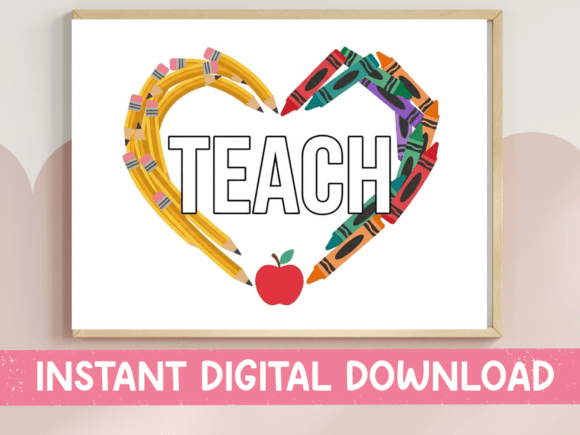 Teach Heart Pencils Crayons SVG: The Ultimate Back-to-School Graphic for DIY Projects